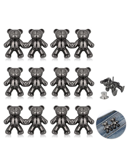 6 Pairs Botones Ajustables para Jeans SAVITA - Gris Oscuro