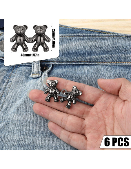 6 Pairs Botones Ajustables para Jeans SAVITA - Gris Oscuro