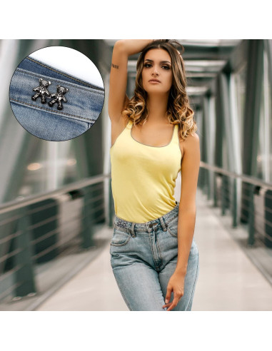 6 Pairs Botones Ajustables para Jeans SAVITA - Gris Oscuro