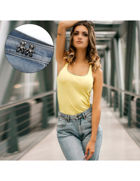 6 Pairs Botones Ajustables para Jeans SAVITA - Gris Oscuro