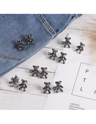 6 Pairs Botones Ajustables para Jeans SAVITA - Gris Oscuro