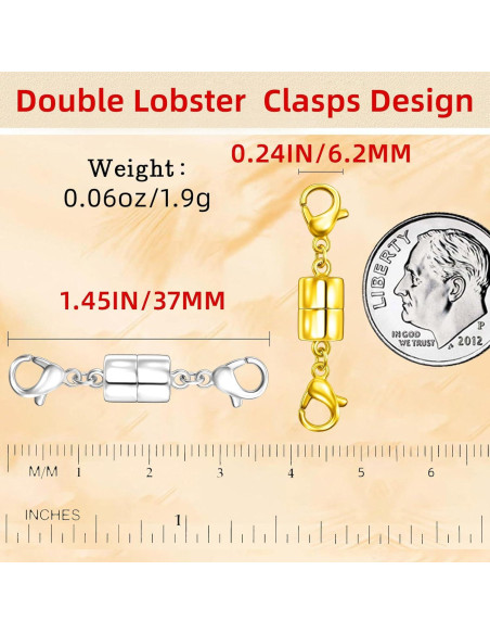 Cierre Magnético Doble Langosta Qulltk 6Pcs Oro y Plata