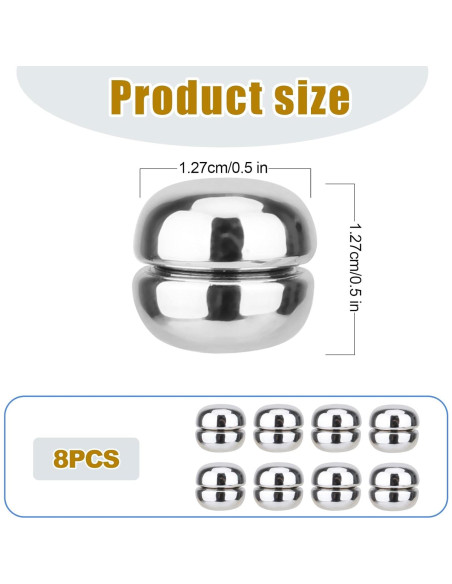8 Alfileres Magnéticos para Hijab XIHIRCD Plateados 1.2cm