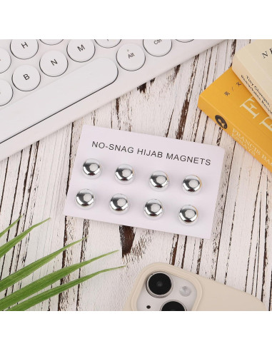 8 Alfileres Magnéticos para Hijab XIHIRCD Plateados 1.2cm