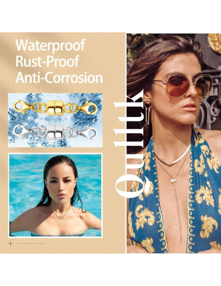 Cierre Magnético Doble Langosta Qulltk 6Pcs Oro y Plata