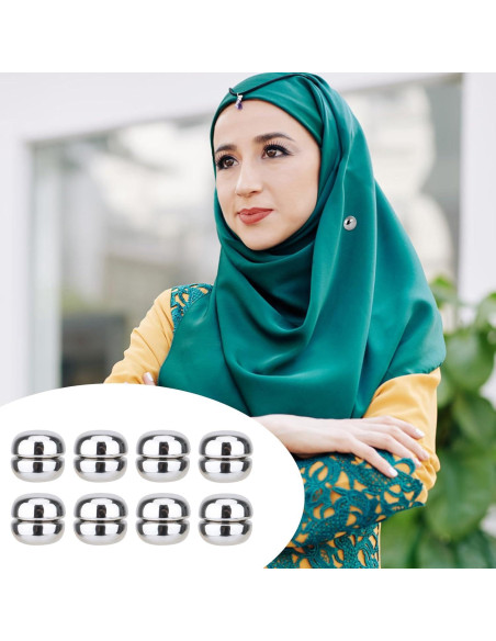 8 Alfileres Magnéticos para Hijab XIHIRCD Plateados 1.2cm