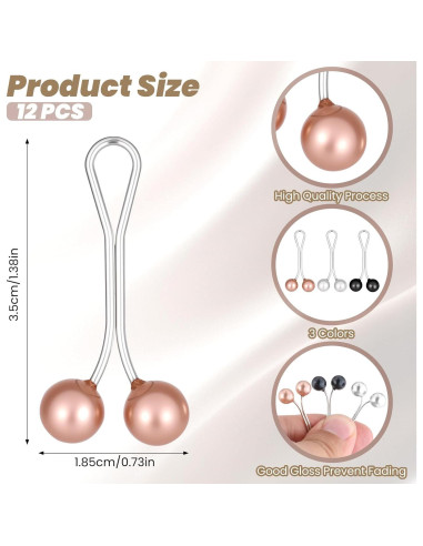 12 Alfileres de Hijab Aeaocvo - Perlas y Clips para Bufanda