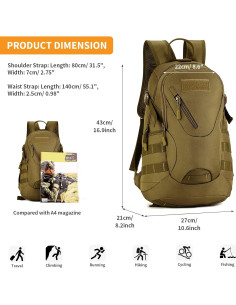 Mochila Táctica HUNTVP 20L Nylon 900D para Senderismo 2