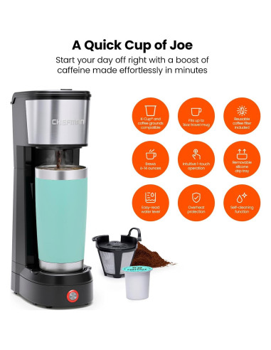 Cafetera Chefman InstaCoffee V2 1 Taza 177-354 ml Negra