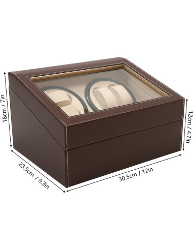 Caja de Reloj Automático WANLECY 4+6 Marrón con Cojines