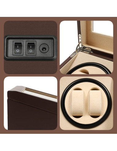 Caja de Reloj Automático WANLECY 4+6 Marrón con Cojines