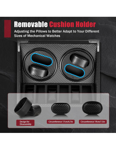 Enrollador de Relojes Automáticos CHEAA Fibra Carbono 4+6