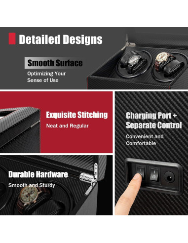 Enrollador de Relojes Automáticos CHEAA Fibra Carbono 4+6