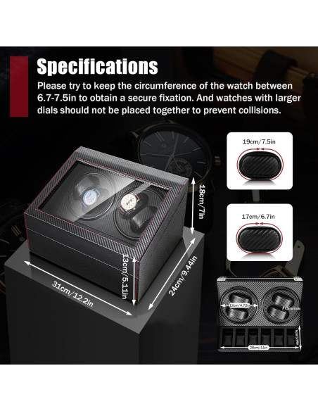 Enrollador de Relojes Automáticos CHEAA Fibra Carbono 4+6