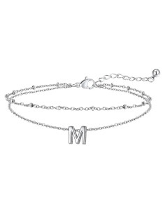 Pulsera de Tobillo Iniciales FaithHeart para Mujeres - Acero Inoxidable Impermeable