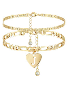 Pulseras de Tobillo Doradas YANODA con Iniciales para Mujeres