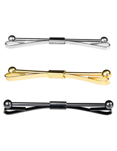 Clip de Corbata BFLCTTBD 3 Piezas Metal Oro Plata Negro