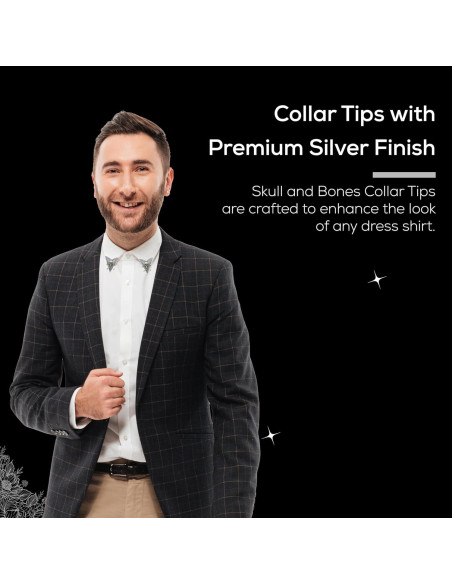 Puntas de Collar Skull and Bones HHH Designs Acabado Plateado Puntas de Collar Skull and Bones HHH Designs Acabado Plateado