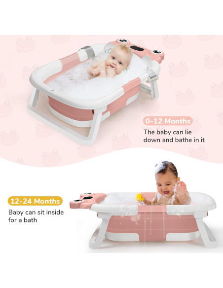 Bañera Plegable para Bebé Deanic Rosa con Toalla Suave