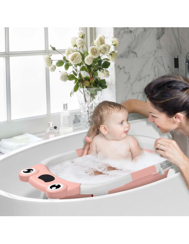 Bañera Plegable para Bebé Deanic Rosa con Toalla Suave