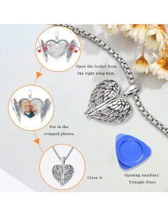 Collar Medallón Alas de Ángel Plata 925 con Cadena 56 cm 2