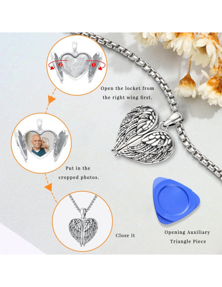 Collar Medallón Alas de Ángel Plata 925 con Cadena 56 cm