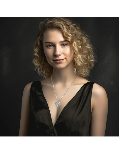 Collar Medallón Alas de Ángel Plata 925 con Cadena 56 cm