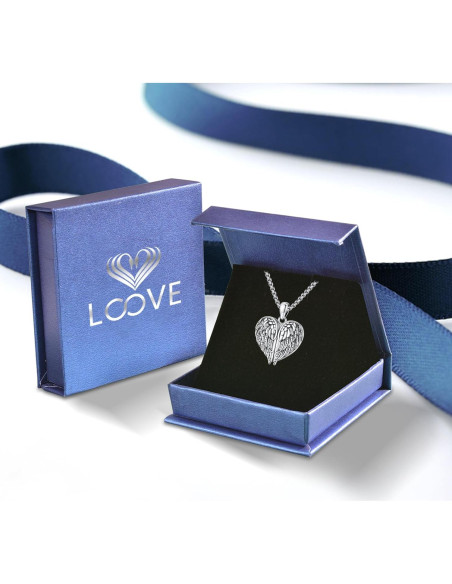 Collar Medallón Alas de Ángel Plata 925 con Cadena 56 cm