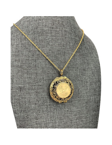 Colgante Locket de Moneda de Ángel Libertad Chile 61 cm