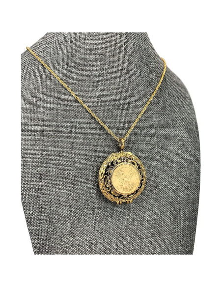 Colgante Locket de Moneda de Ángel Libertad Chile 61 cm