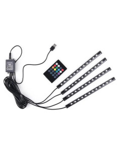 Luces LED interiores para coche Leiboow 4 piezas RGB 48 LEDs