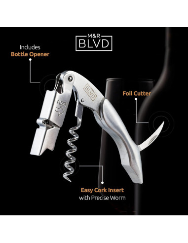 Sacacorchos de Camarero M&R Blvd - Acero Inoxidable Profesional