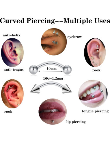 Kit de Piercing Profesional DJCIW 90PCS Acero Inoxidable