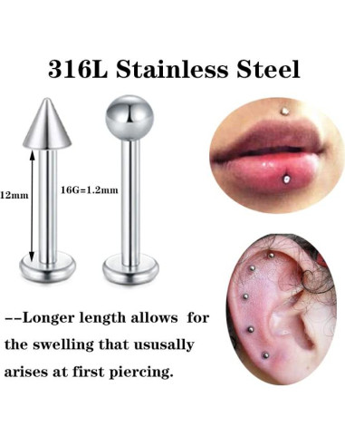 Kit de Piercing Profesional DJCIW 90PCS Acero Inoxidable