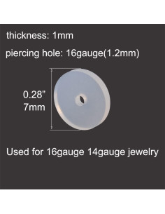 Discos Transparentes de Silicona MODRSA para Piercing 16g 7mm 2