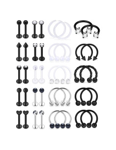 Anillos de Labio de Acero Quirúrgico Hoeudjo 16G 8mm con Diamante CZ