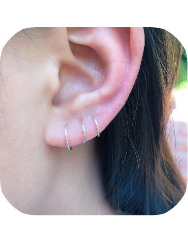 3 Pares de Aros de Nariz Plata Esterlina 925 Hechos a Mano 6-8mm