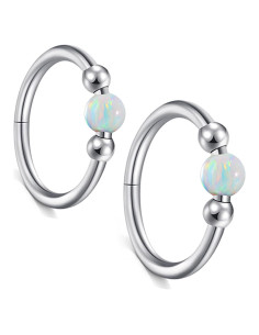 Anillo de Nariz Opal 18g MODRSA Plata 8mm 10mm 2 Piezas