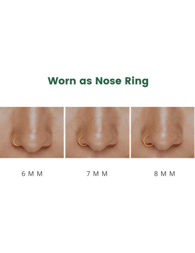 3 Pares de Aros de Nariz Plata Esterlina 925 Hechos a Mano 6-8mm