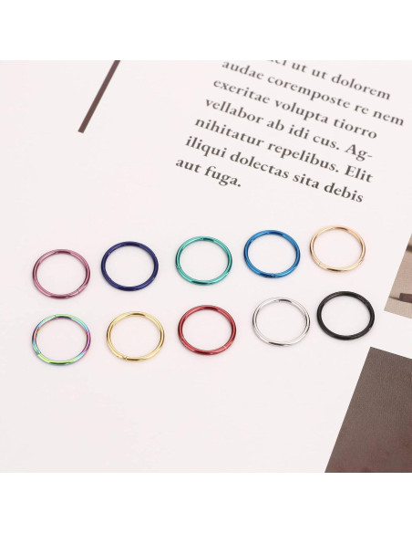 Set de 10 Aros de Septum Besteel 18G Acero Quirúrgico 10MM