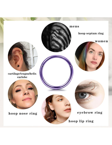 Set de 10 Aros de Septum Besteel 18G Acero Quirúrgico 10MM