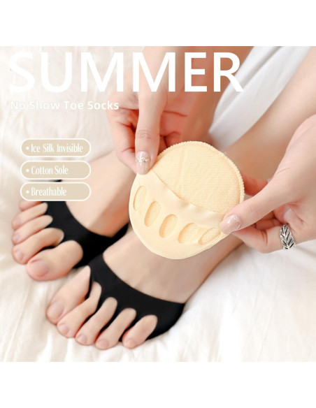 6 Pares de Calcetines Liner para Mujeres Algodón Transpirable