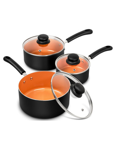 Cacerolas Antiadherentes MICHELANGELO 1+2+3L con Tapa