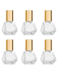 Juego de 6 Botellas de Vidrio 5ml con Rodillo Acero Inoxidable