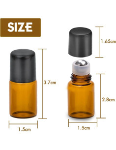 Botellas de Aceite Esencial 2ml ZEJIA Ámbar 24 Unidades 2