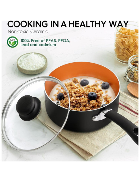 Cacerolas Antiadherentes MICHELANGELO 1+2+3L con Tapa