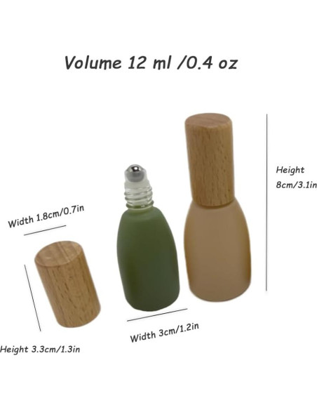 6 Botellas de Vidrio con Rodillo BEECO GIF2U 12ml Verde