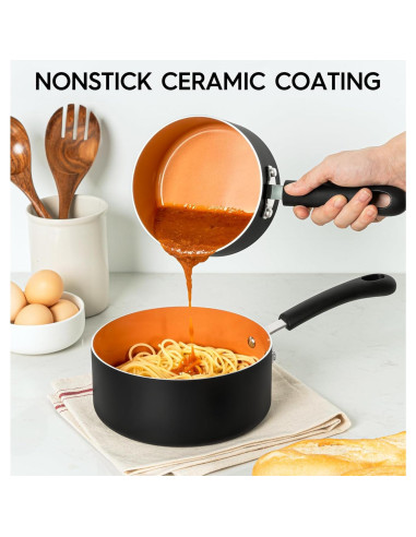 Cacerolas Antiadherentes MICHELANGELO 1+2+3L con Tapa