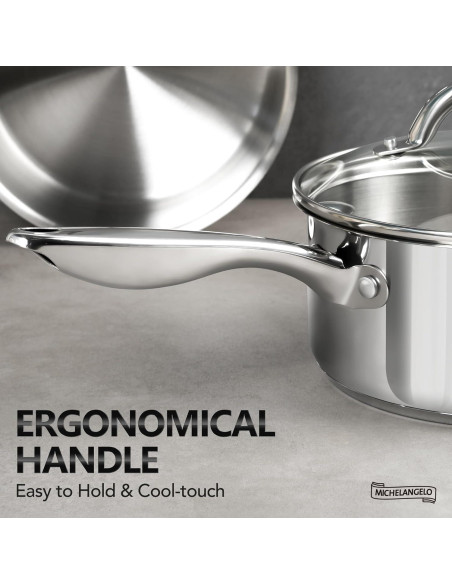 Juego de Cacerolas MICHELANGELO 6 Piezas Acero Inoxidable