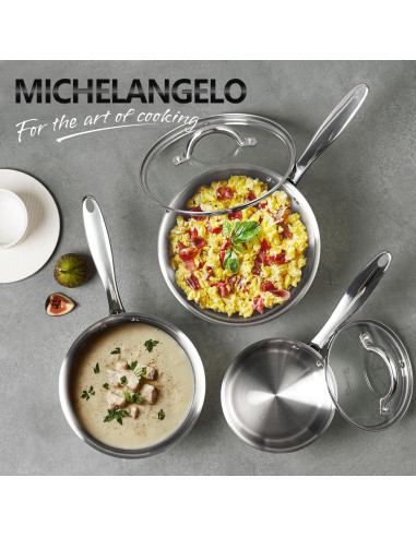 Juego de Cacerolas MICHELANGELO 6 Piezas Acero Inoxidable